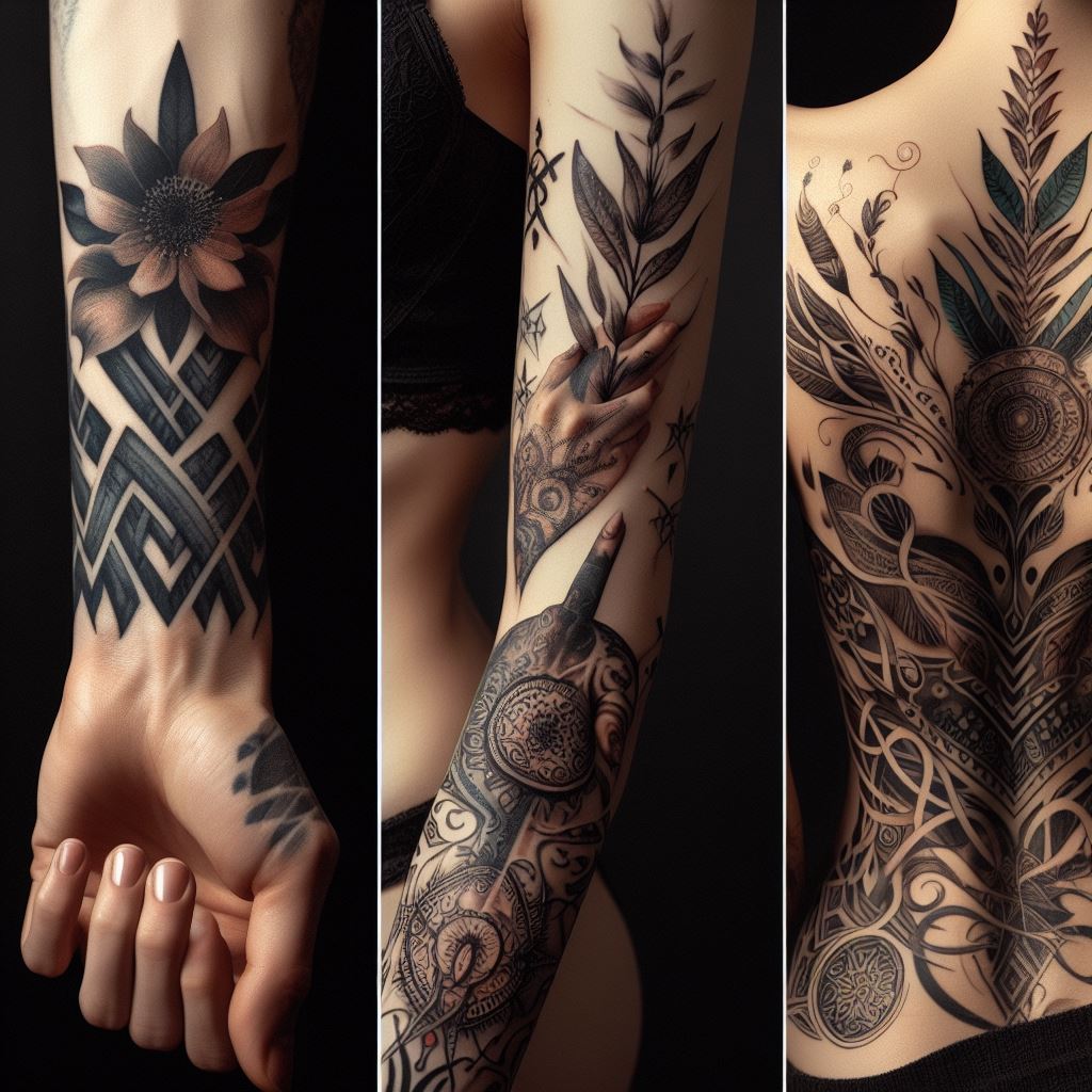 Examples of small, medium and large tattoos